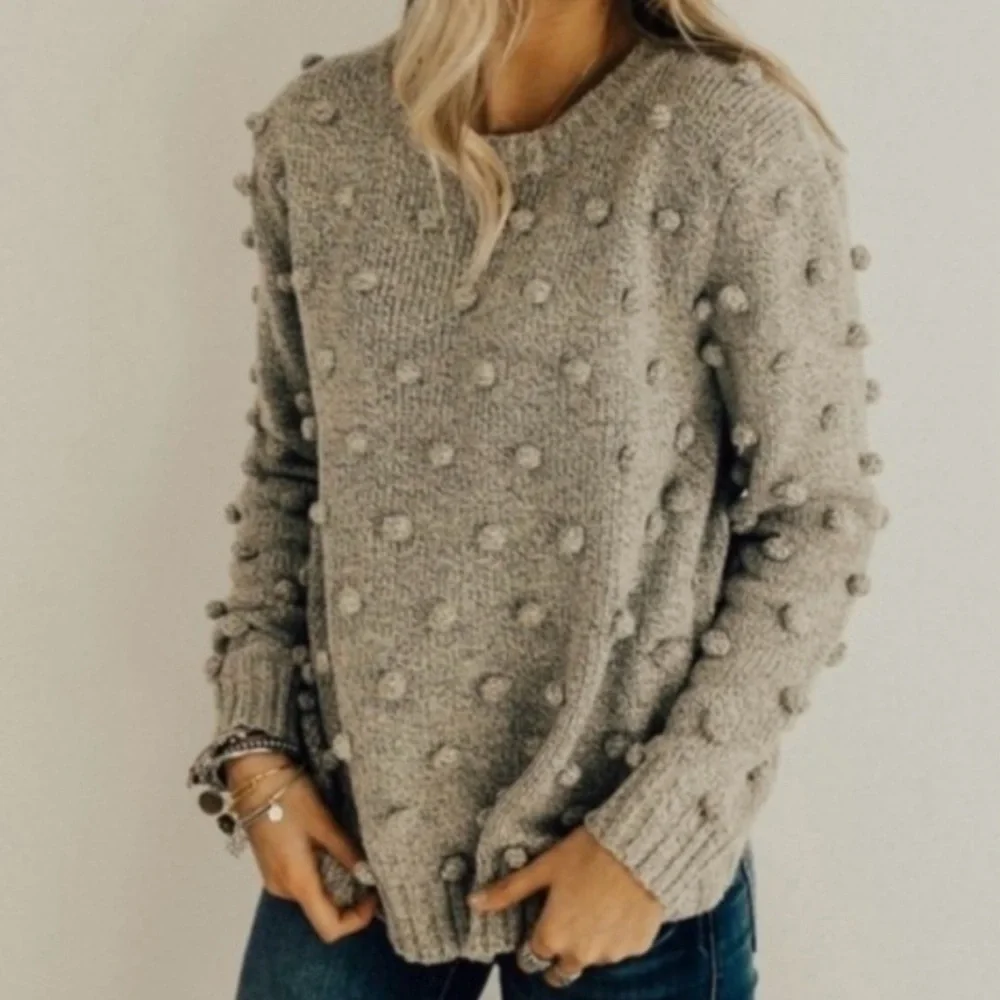 All:Row Chunky Knit Pom Pom Sweater
